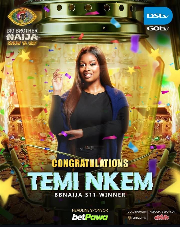 Temi Nkem wins BBNaija Season 11, claims N160 million grand prize