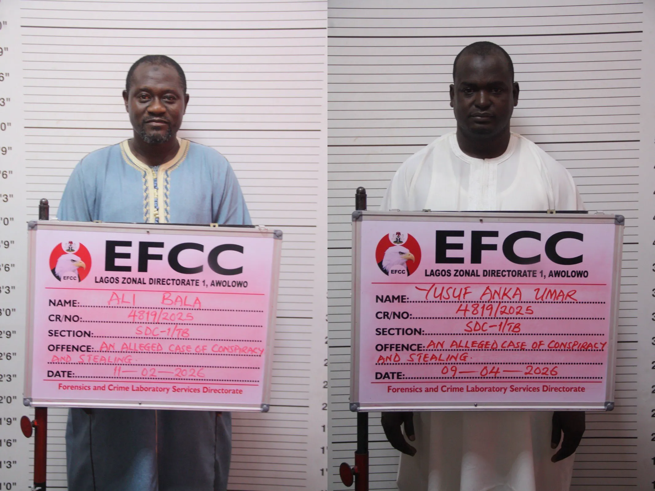 eFCc arraigns men for money laundering theft in Lagos EFCC arraigns 2 over alleged £110,000 money laundering, N500m theft in Lagos