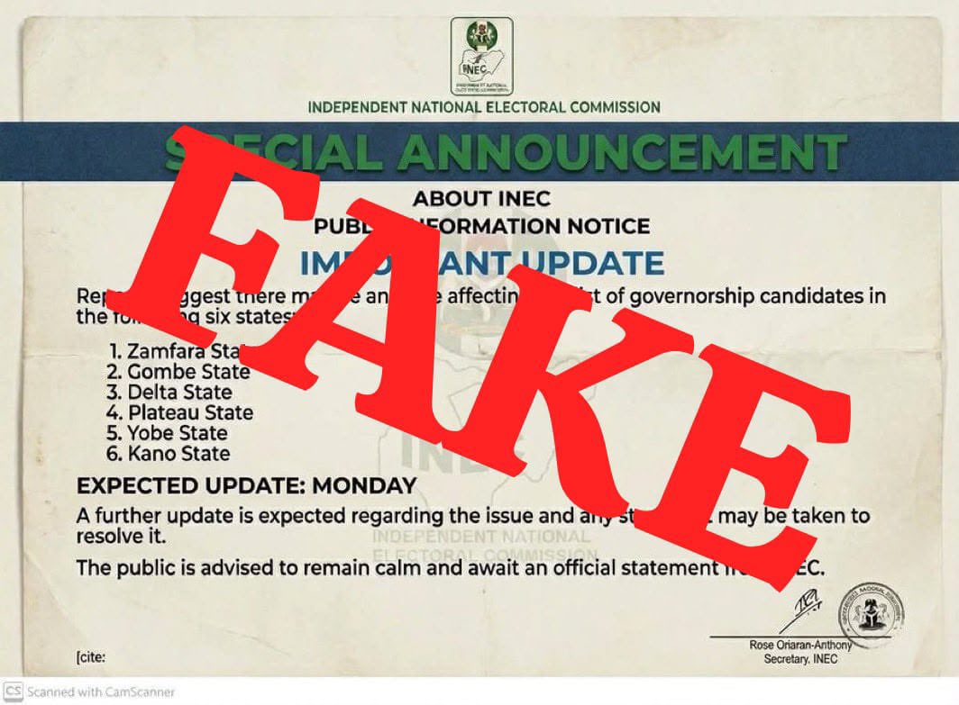 inec debunks fake news on governorship candidates inec debunks fake news on governorship candidates