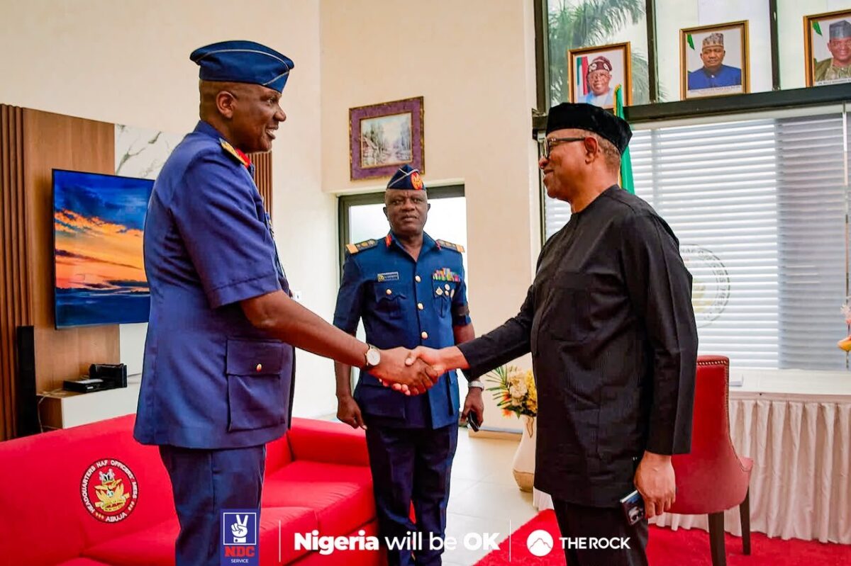 Peter Obi visits Nigerian Air Force HQ, signs condolence register for victims of Ondo plane crash