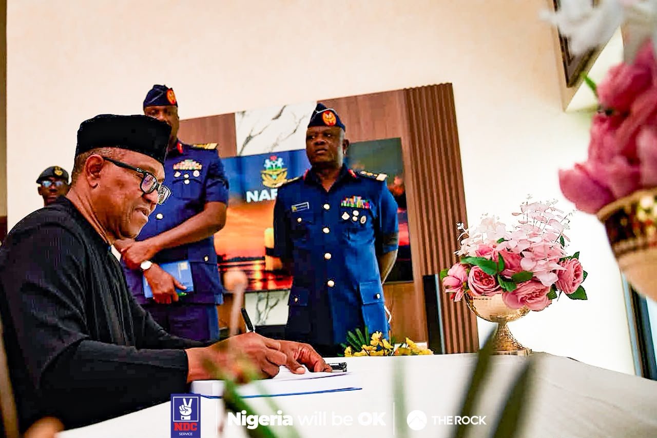obi visits naf HQ to mourn victims of crash Peter Obi visits Nigerian Air Force HQ, signs condolence register for victims of Ondo plane crash